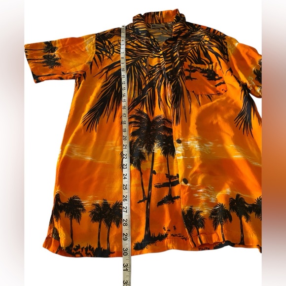 INGEAR Men’s Hawaiian Shirt,Orange/Black,Size Medium. - Picture 7 of 9